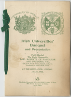 Menu for the Irish universities' banquet and presentation to Earl Roberts, July 8, 1902, at Hotel Cecil