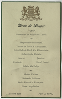 Hotel Cecil, supper menu, February 2, 1897