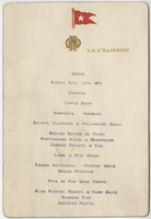 R.M.S. Majestic steamship, menu, April 24, 1892