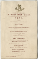 Sydenham Medical Club dinner, menu, Monday, April 15, 1901, at Grosvenor Hotel