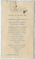 Unknown restaurant, dinner menu, May 22, 1901