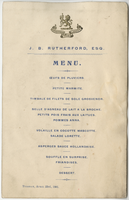 J. B. Rutherford, Esq., event, menu, Tuesday, April 23, 1901, at Grosvenor Hotel