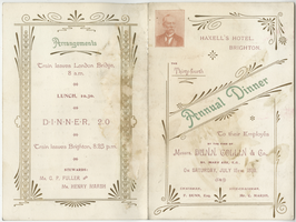 Dunn, Collin & Co. thirty-fourth annual dinner to their employees, menu, Saturday, July 15, 1899, at Haxell's Hotel