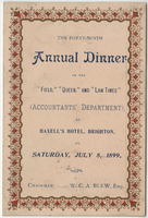 Menu for the forty-ninth annual dinner of the "Field", "Queen" and "Law Times", Saturday, July 8, 1899, at Haxell's Hotel