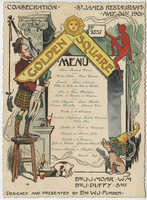 Consecration event, menu May 31, 1901, at St. James Restaurant
