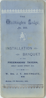 The Whittington Lodge installation banquet, menu, Monday, November 17, 1902, at the Freemasons' Tavern