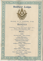 Bedford Lodge banquet, menu, Friday, January 14, 1902, at Freemasons' Tavern