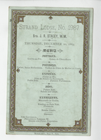 Strand Lodge, event, menu, Thursday, December 10, 1885, at The Criterion
