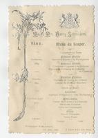 Mr. and Mrs. Harry Schneiders, supper, menu, June 1, 1898, at the Trocadero Restaurant
