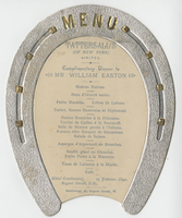 Tattersall's complementary dinner to William Easton, menu, January 15, 1892, Hotel Continental