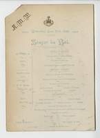 Ball supper, menu, Wednesday, June 22, 1898, at the Monico, Renaissance saloon
