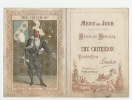 The Criterion, menu of the day, December 1885