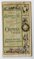 Olympia London, event, menu, December 23, 1899, catered by J. Lyons & Co., Ltd.