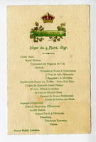 Diamond jubilee dinner, menu, March 4, 1897, Savoy Hotel