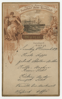 Dania steamship, menu, Sunday, December 6, 1891