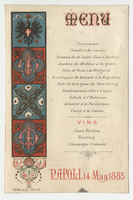 House of Savoy Royal Family residence, menu, May 14, 1885