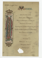 House of Savoy Royal Family residence, menu, July 9, 1895