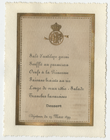 House of Savoy Royal Family residence, lunch menu, March 23, 1899