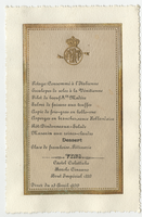 House of Savoy Royal Family residence, dinner menu, April 23, 1899
