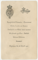 House of Savoy Royal Family residence, lunch menu, April 28, 1901