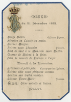 House of Savoy Royal Family residence menu, Monday, December, 21, 1885
