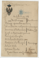 House of Savoy Royal Family residence menu, Saturday, February 6, 1886
