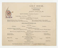 Galt House, menu, Wednesday, January 24, 1883