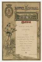 Hotel Kursaal luncheon menu, Monday, August 1, 1892
