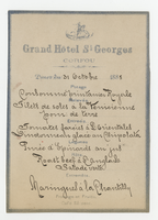 Grand Hôtel St. Georges, dinner menu, October 31, 1885