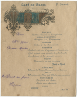 Café de Paris, menu, 12 mai 1888