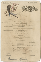 Café de Paris, menu, June 23rd, 1888