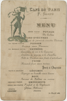 Café de Paris, menu, April 30th, 1888