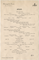 Monongahela House, menu, Sunday, May 25th, 1884