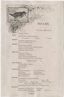 Burnett House, dinner menu, Sunday, March 30th, year unknown