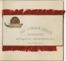 Menu for the Phi Gamma Delta banquet, August 29, 1885, Bates House
