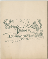 Thanksgiving dinner menu, November 29, 1883, The Brunswick