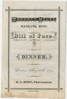 Mankato House dinner menu, Sunday, May 11, 1879