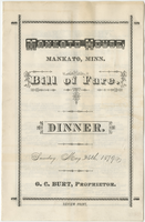 Mankato House dinner menu, Sunday, May 25, 1879 