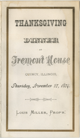 Thanksgiving dinner menu, Thursday, November 27, 1879, Fremont House   