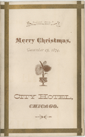 Christmas celebration, menu, December 25, 1879, City Hotel 