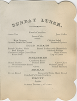 The Brunswick Sunday lunch menu 