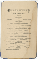 Christmas menu, 1883, Clark House 