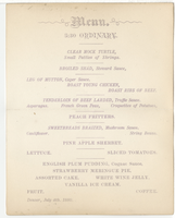 Fourth of July celebration, menu, July 4, 1880, unknown restaurant