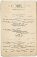 Windsor Hotel, dinner menu, Sunday, October 28, 1883