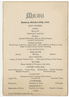 Galt House menu, Sunday, October 28, 1883 