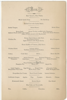 Thanksgiving dinner menu, November 29, 1883, Teegarden Hotel 