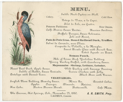 The Avenue menu, November 25, 1880 