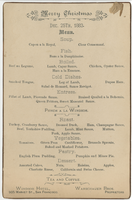 Christmas dinner menu, December 25, 1883, Windsor Hotel 
