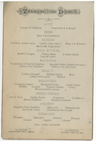 Thanksgiving dinner menu, Thursday, November 29, 1883, The Windsor 