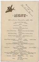Christmas menu, December 25, 1883, The Bates House 